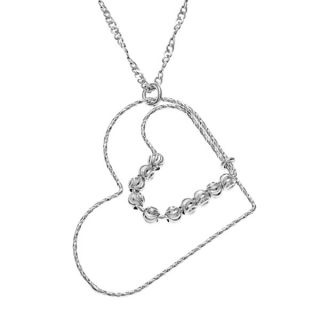 La Preciosa Sterling Silver Diamond cut Double Heart Necklace