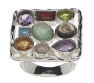 As Is Andrea Brodi Square Sterling Mosaic Gemstone Ring —