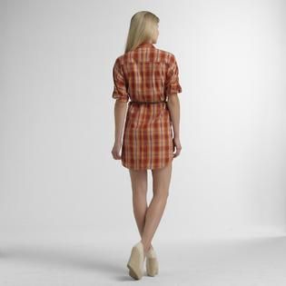 Route 66   Womens Belted Shirt Dress   Plaid