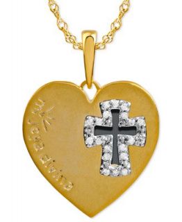Mi Joya Divina Diamond Heart and Cross Pendant Necklace in 14k Gold (1