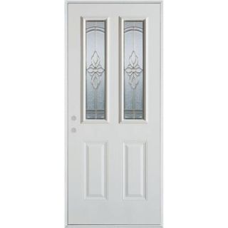 Stanley Doors 36 in. x 80 in. Traditional Zinc 2 Lite 2 Panel Prefinished White Right Hand Inswing Steel Prehung Front Door 1300SSL2 S 36 R Z