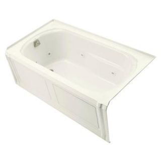 KOHLER Portrait 5 ft. Whirlpool Tub with Integral Apron Heater and Left Hand Drain in Biscuit K 1109 HL 96