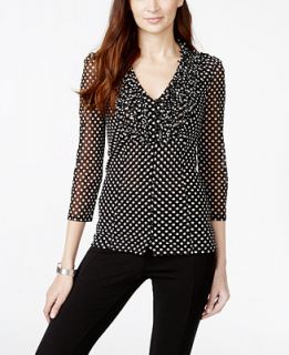 INC International Concepts Printed Ruffled Blouse, Only at
