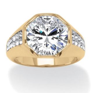 Palm Beach Jewelry Men's 14k Gold Plated Octagon Cut Gemstone Ring
