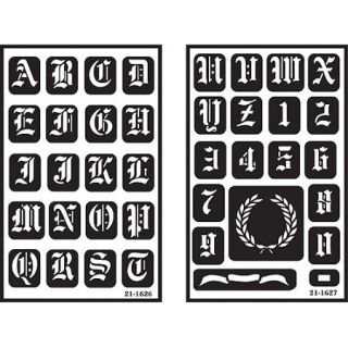Armour Products Over 'n' Over Reusable Glass Etching Stencils 5"x8", Old English Alphabet, 2/pkg