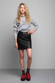 Vintage 80s Black Leather Mini Skirt