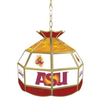 Trademark Global Arizona State University 16 in. Gold Hanging Tiffany Style Billiard Lamp LRG1600 ASU