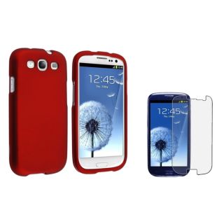 INSTEN Red Phone Case Cover/ Anti glare LCD Protector for Samsung