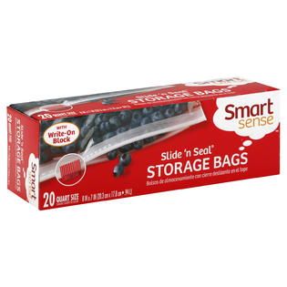 Smart Sense Storage Bags, Slide n Seal, Quart Size, 20 bags   Food