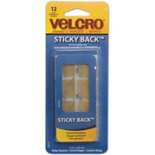 Velcro Brand Fasteners 90074 VELCRO R brand STICKY BACK R Squares 7 8 inch 12 Pkg Beige
