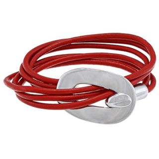 Nexte Jewelry Silvertone Three Row Red Cord Wrap Bracelet   13885706