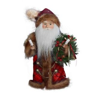 Kurt S. Adler 10 in. 10 Light Burgundy and Brown Santa Treetop UL1090