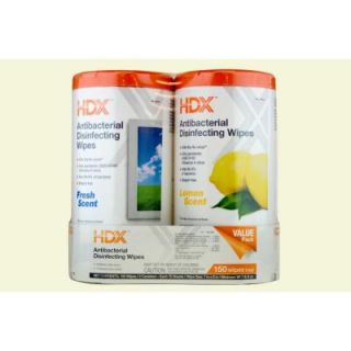 HDX Fresh Scent and Lemon Scent Disinfecting Wipes (75 Count) (2 Pack) HOMDE02