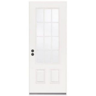 JELD WEN 32 in. x 80 in. 12 Lite Primed Premium Steel Prehung Front Door THDJW190900022