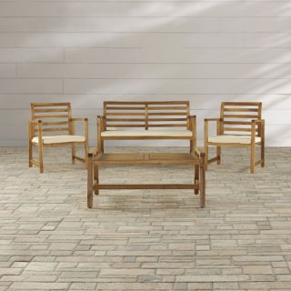 Brayden Studio Caffee 4 Piece Bench Seating Group with Cushions