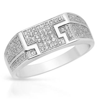 Mens Ring with 0 3/4ct TW Cubic Zirconia in Platinum coated Sterling