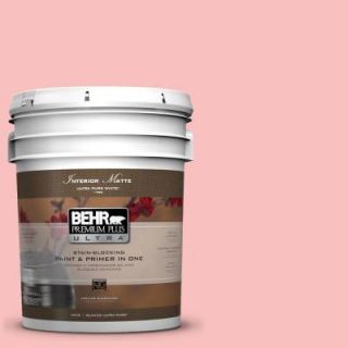 BEHR Premium Plus Ultra 5 gal. #160A 3 Pink Hydrangea Flat/Matte Interior Paint 175005
