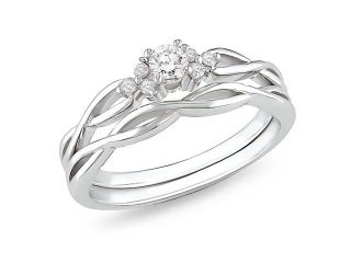 1/6ct Diamond TW Bridal Set Ring 10k White Gold