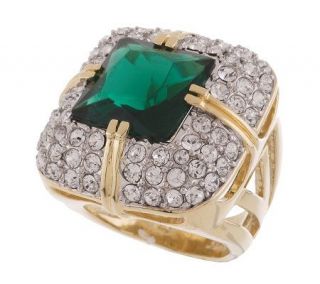 Rachel Zoe Simulated Emerald and Pave Ring —
