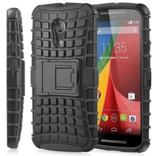 Fosmon Motorola Moto G (2nd Gen, 2014) Case (HYBO RAGGED) Hybrid Tough Case Cover Shell w/ Kickstand   (Black)