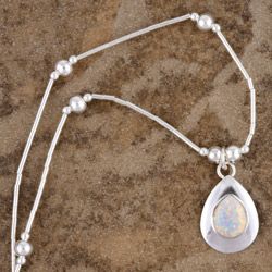 Handcrafted Sparkling White Opal Pendant (India)