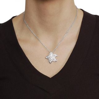 Journee Collection Silvertone Pave set CZ Starfish Necklace   13740226