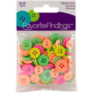 Favorite Findings Buttons Neon Assorted 130/Pkg