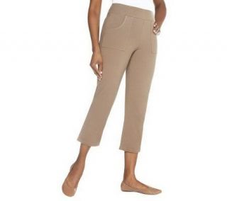 Women with Control Contour Waist Knit Crop Pants w/Pocket Detail —