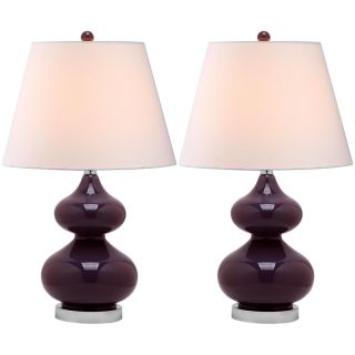 Safavieh Eva Double Gourd Glass Dark Purple 1 light Table Lamps (Set