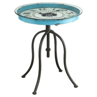 Powell Round Clock Table   Blue