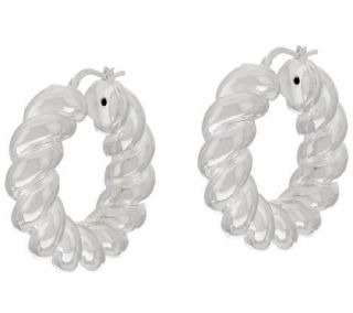 UltraFine Silver Bold Twisted Round Hoop Earrings —