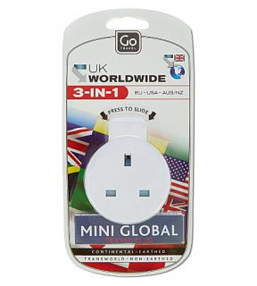 GO TRAVEL   3 in 1 Worldwide travel plug adapter