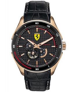 Scuderia Ferrari Watch, Mens Automatic Gran Premio Black Calfskin