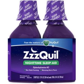 ZzzQuil Nighttime Sleep Aid Warming Berry Liquid, 12 fl oz, (Pack of 2)