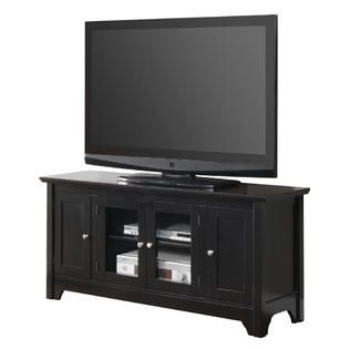 Walker Edison  52 in. Black Wood TV Stand with Four Doors