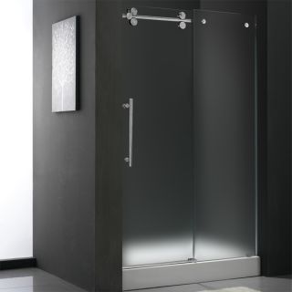 VIGO 48 inch Frameless Center Drain Shower Door 0.375 inch Frosted