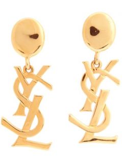 Yves Saint Laurent Vintage Pendant Logo Earrings