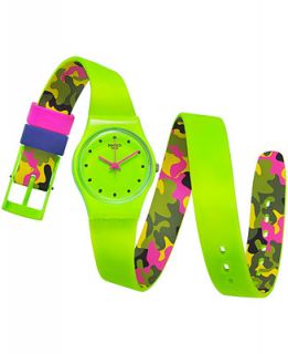 Swatch Womens Swiss Camovert Green & Camouflage Double Sided Strap