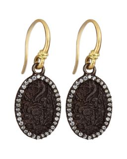 Armenta Old World Carved Oval Earrings with Diamonds