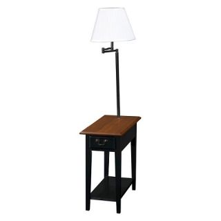 Leick Furniture Swing Arm Lamp Chairside End Table   Antique Black