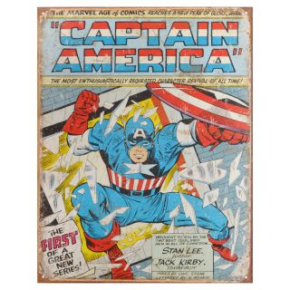 Vintage Metal Art Decorative Captain America Comic Cover Tin Sign