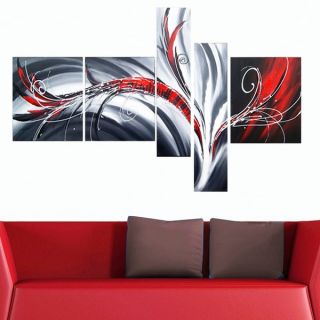 Unknown 4 piece Red Flower Hand painted Oil on Canvas Art Set