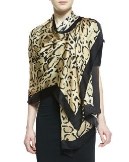 Gucci Lynn Leopard Print Silk Stole, Sand/Black