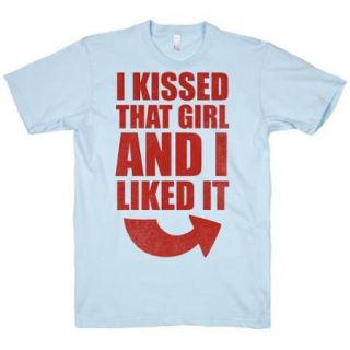 Light Blue I Kissed A Girl Couples Shirt Part 1 Red Crewneck T Shirt Size Large