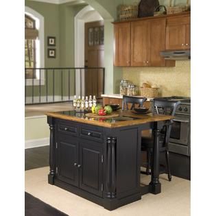 Home Styles Monarch Granite Top Kitchen Island & Two Stools   Home
