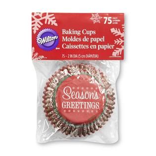 Wilton 75 Pack Christmas Paper Baking Cups   Seasons Greetings   Home