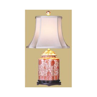 Oriental Furniture Porcelain Scallops Jar 22 H Table Lamp with Bell