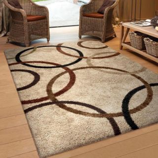 Oasis Shag Collection Circle of Life Bisque Area Rug (710 x 1010)