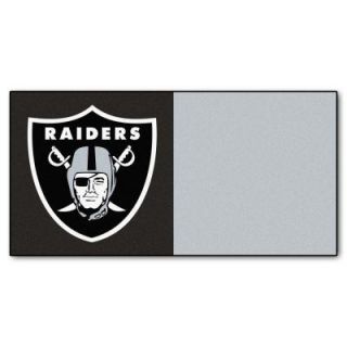 FANMATS NFL   Oakland Raiders Black and Grey Nylon 18 in. x 18 in. Carpet Tile (20 Tiles/Case) 8571