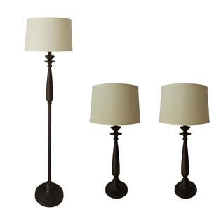 Fangio Lighting 3 Piece Metal & Resin Lamp Set with Antique Brown